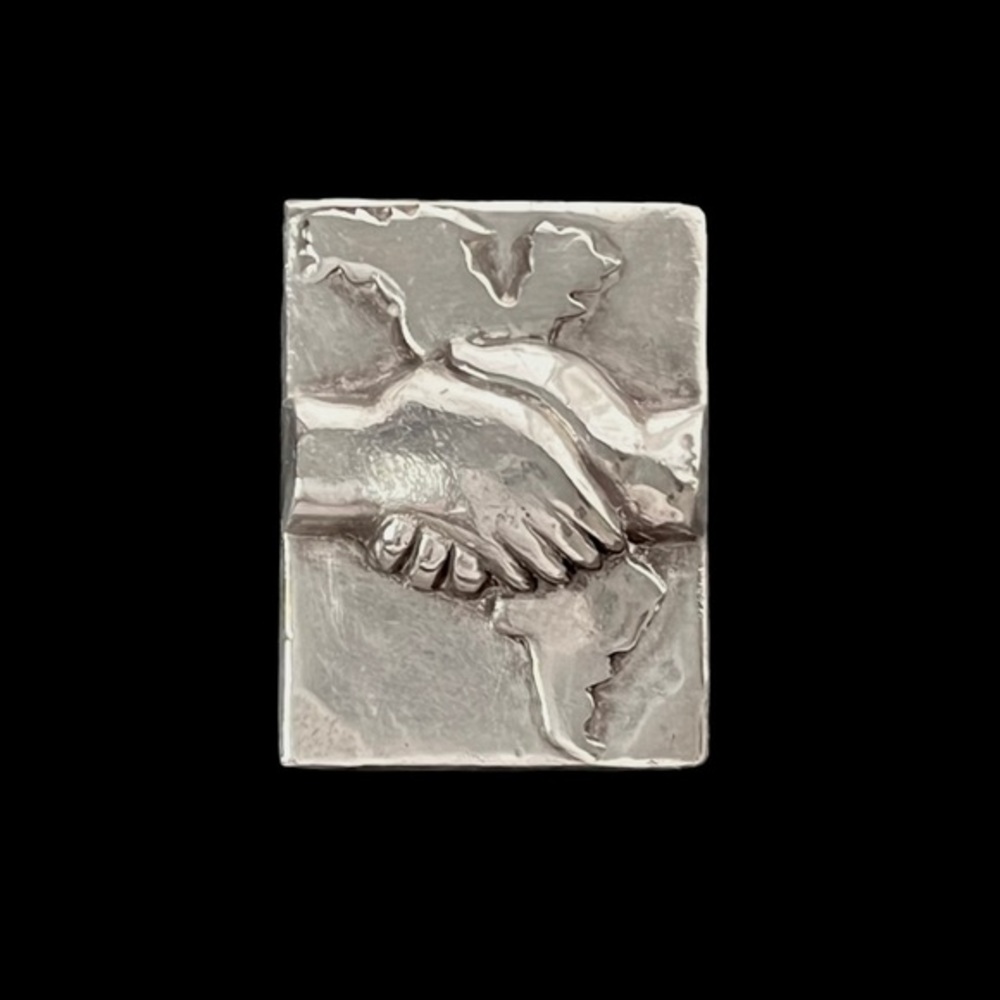 Vintage William Spratling Sterling Silver Solidarity Hands Brooch Pin